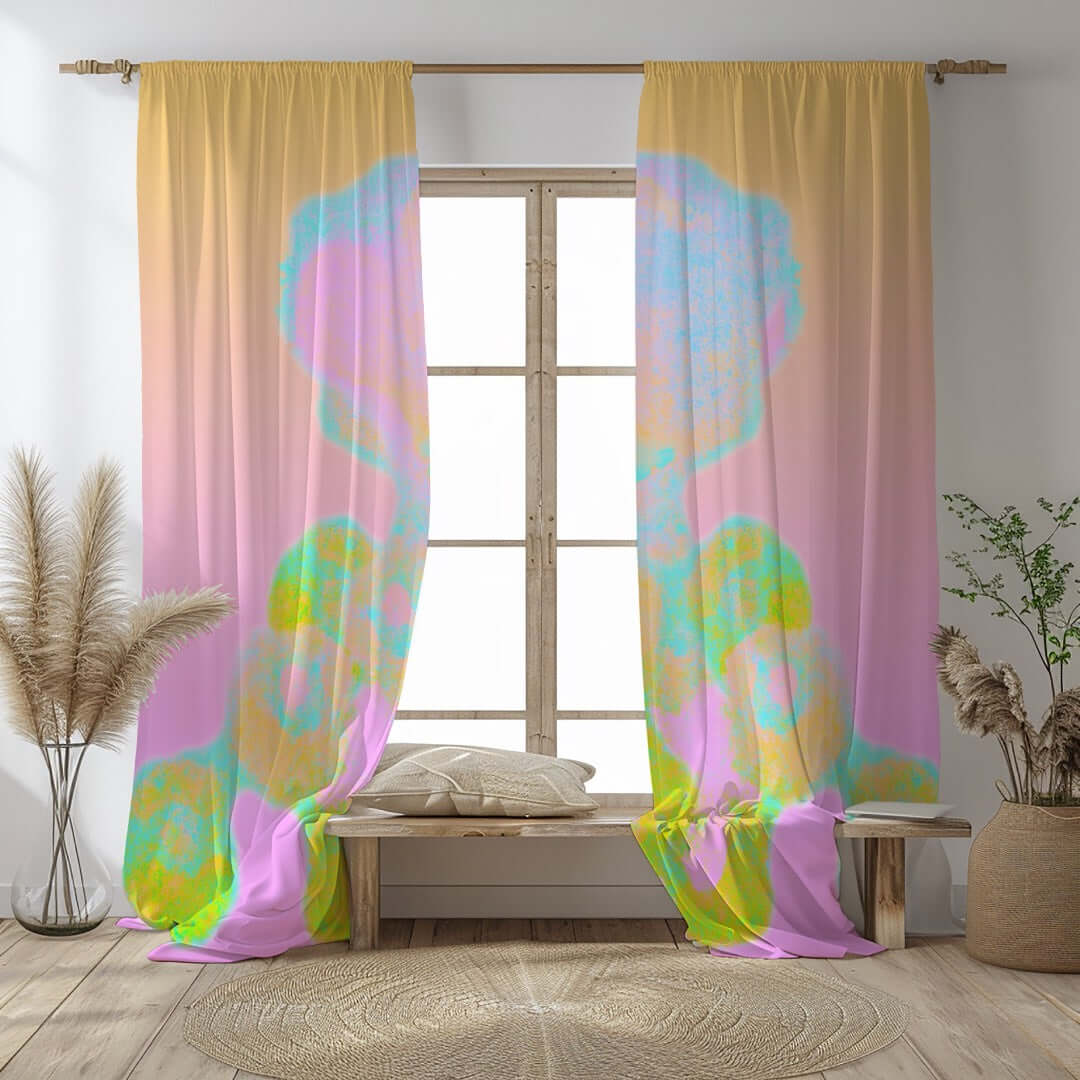 Atomic Pastel Abstract Art Unlined Colorful Window Curtains