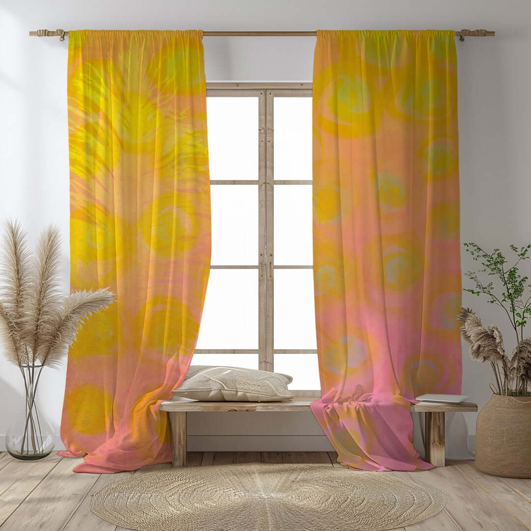 Carousel Abstract Art Unlined Colorful Window Curtains