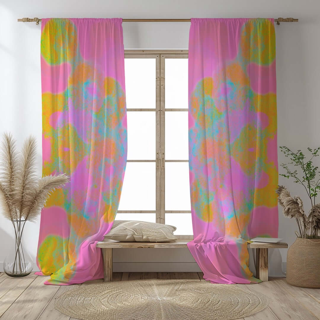 Double the Fun Abstract Art Unlined Colorful Window Curtains