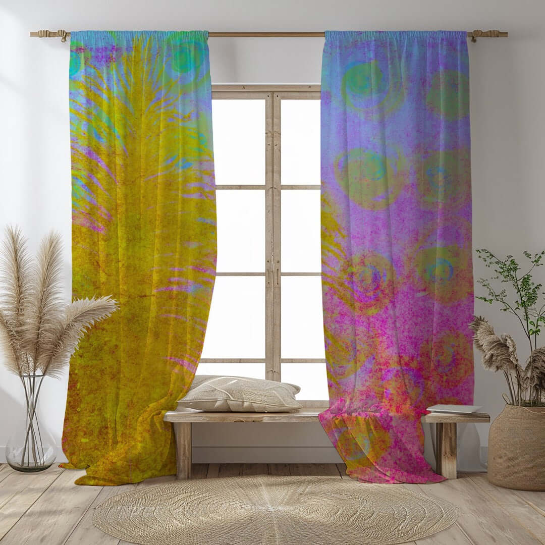 Fantasia Abstract Art Unlined Colorful Window Curtains