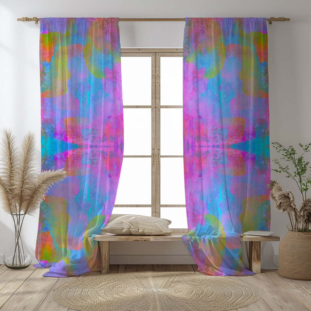 Haze Abstract Art Unlined Colorful Window Curtains