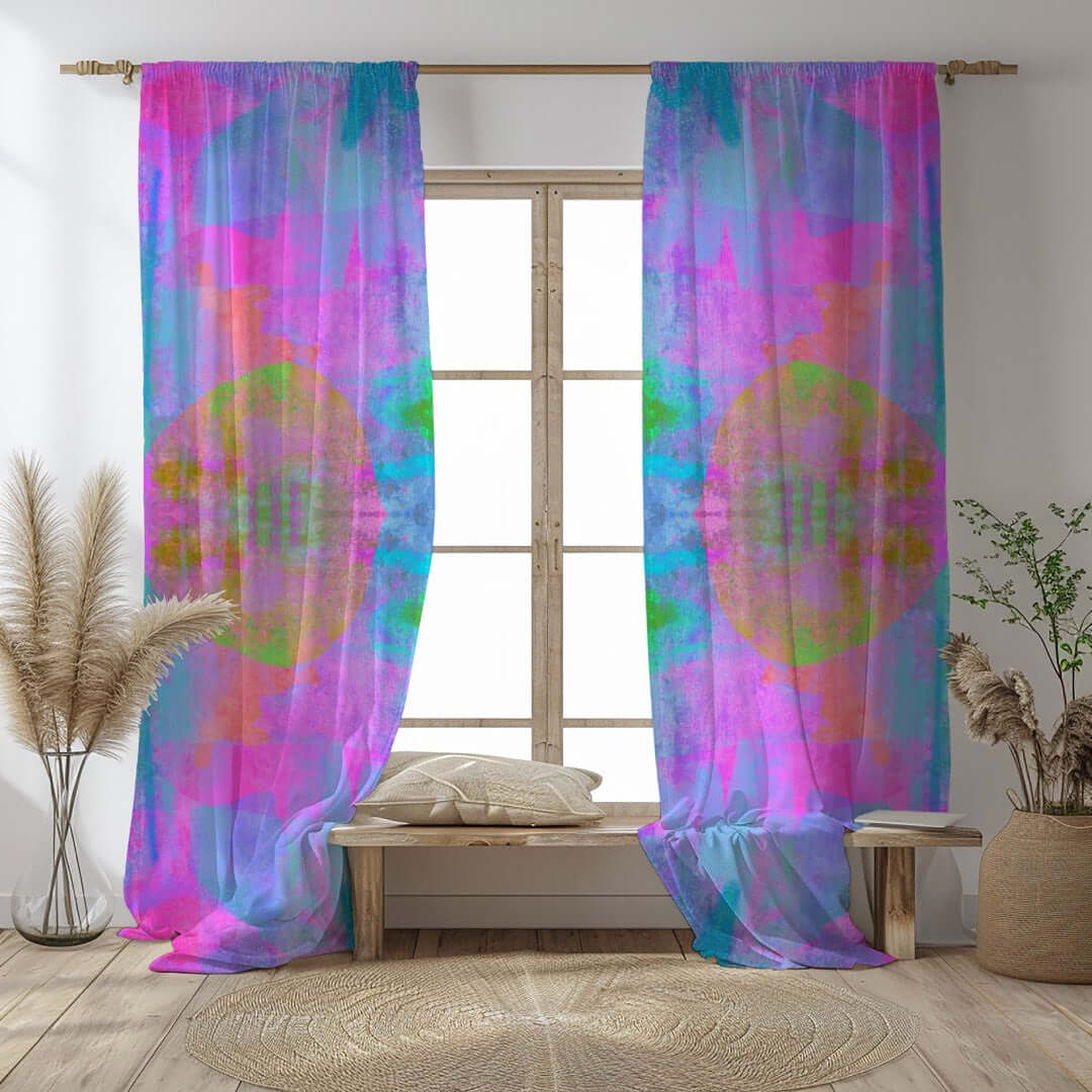 Libra Abstract Art Unlined Colorful Window Curtains