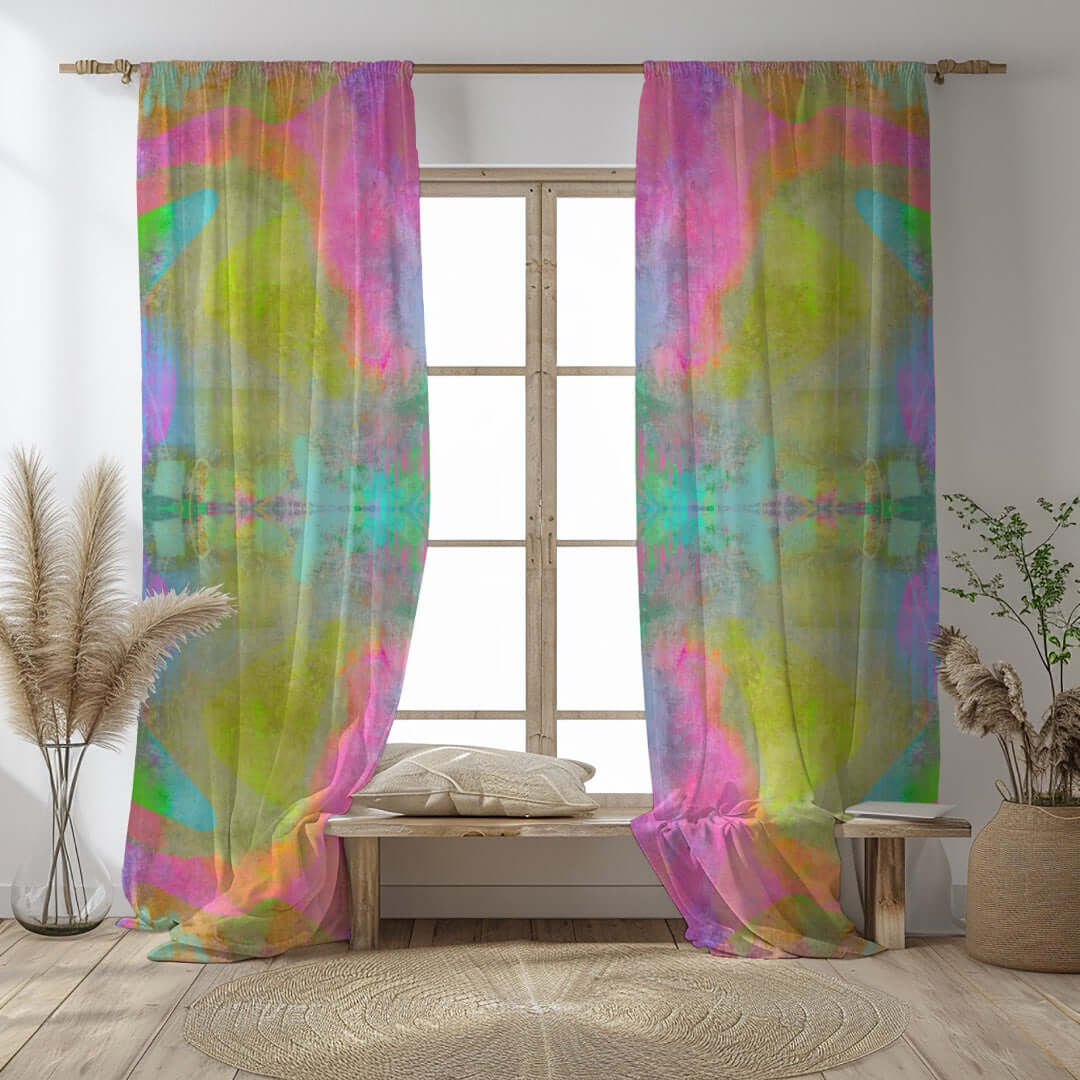 Luna Abstract Art Unlined Colorful Window Curtains