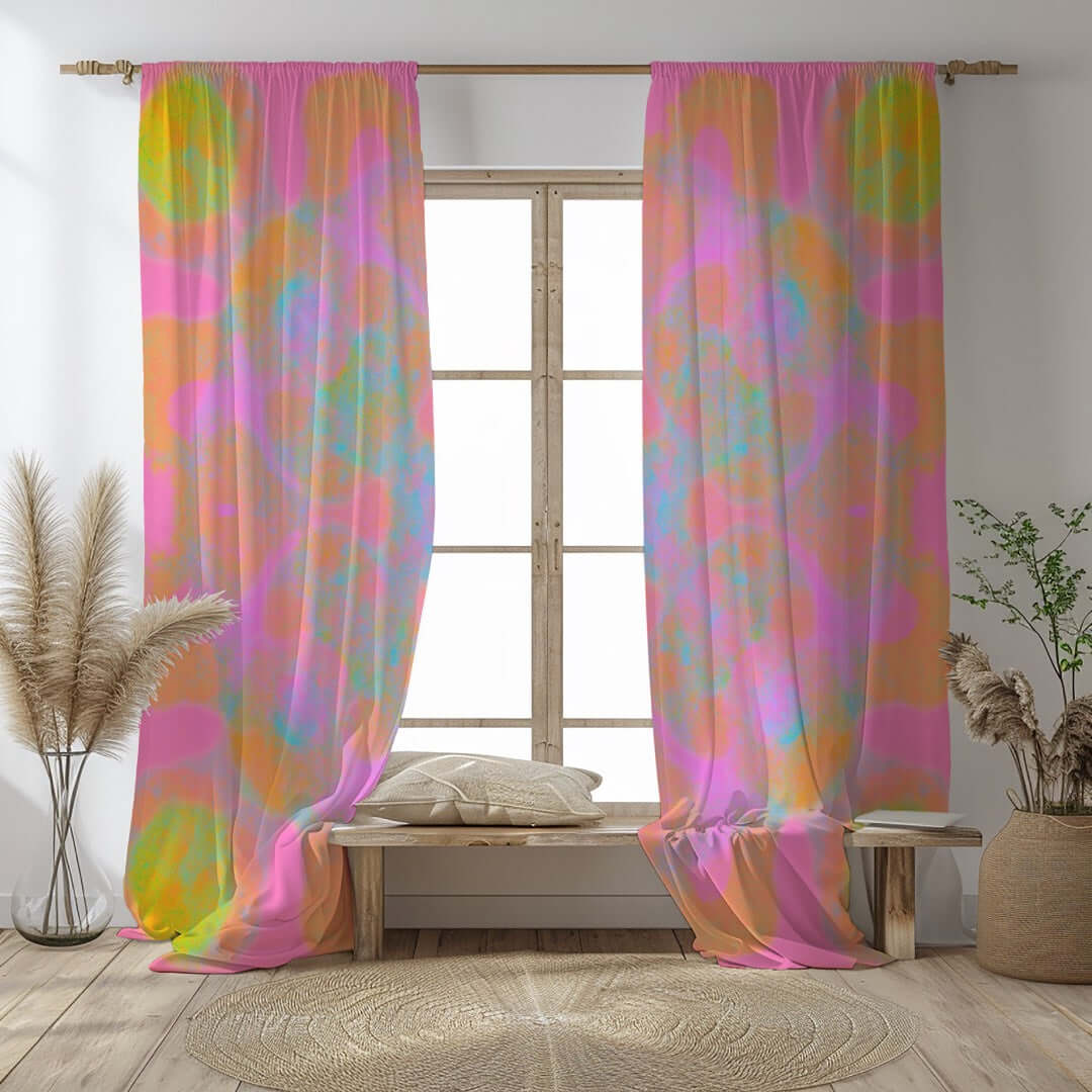 Mandala Abstract Art Unlined Colorful Window Curtains