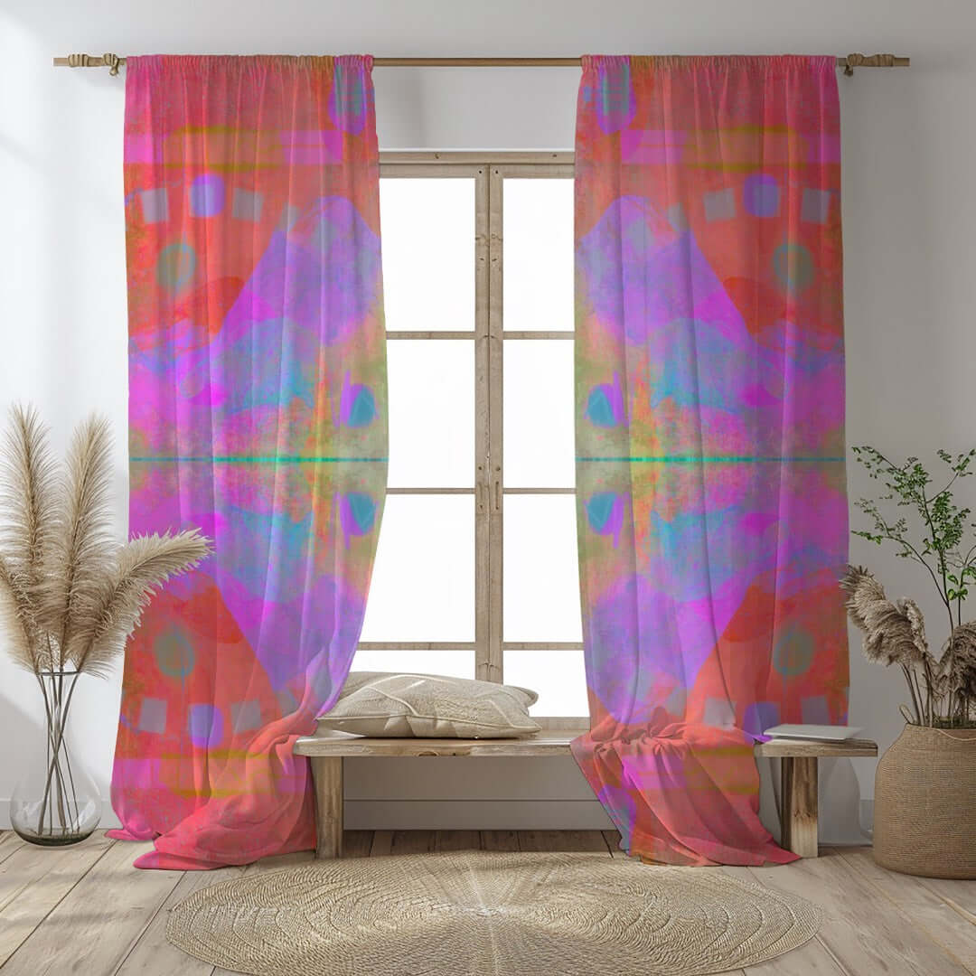 Paprika Abstract Art Unlined Colorful Window Curtains