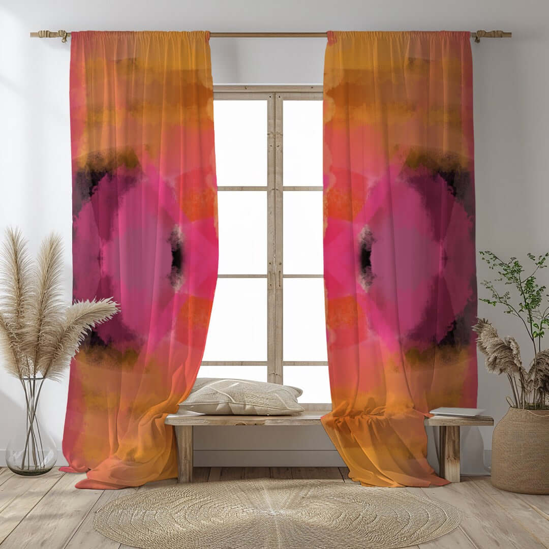 Samurai Abstract Art Unlined Colorful Window Curtains