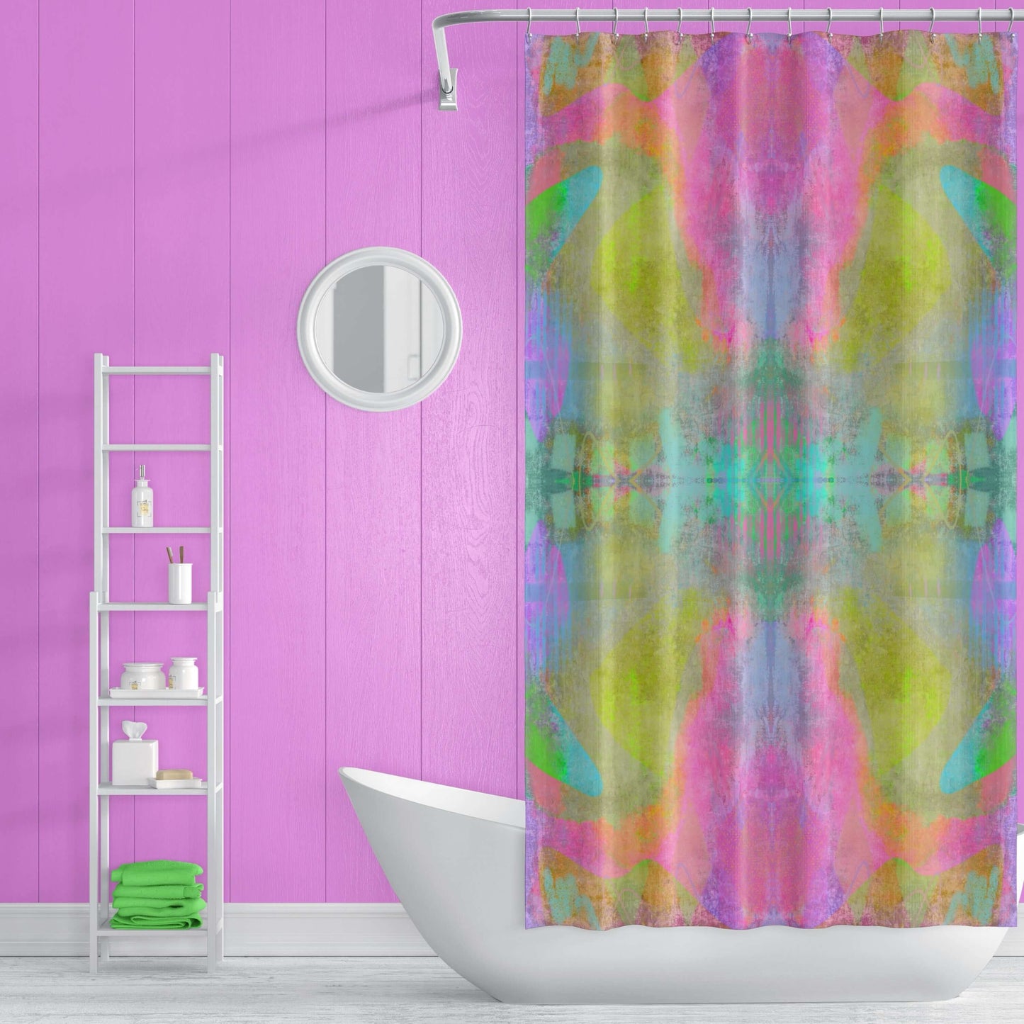 Luna Abstract Art Colorful Shower Curtain