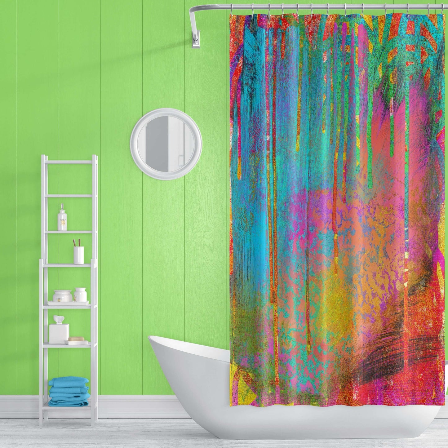 Into the Beyond Abstract Art Colorful Shower Curtain