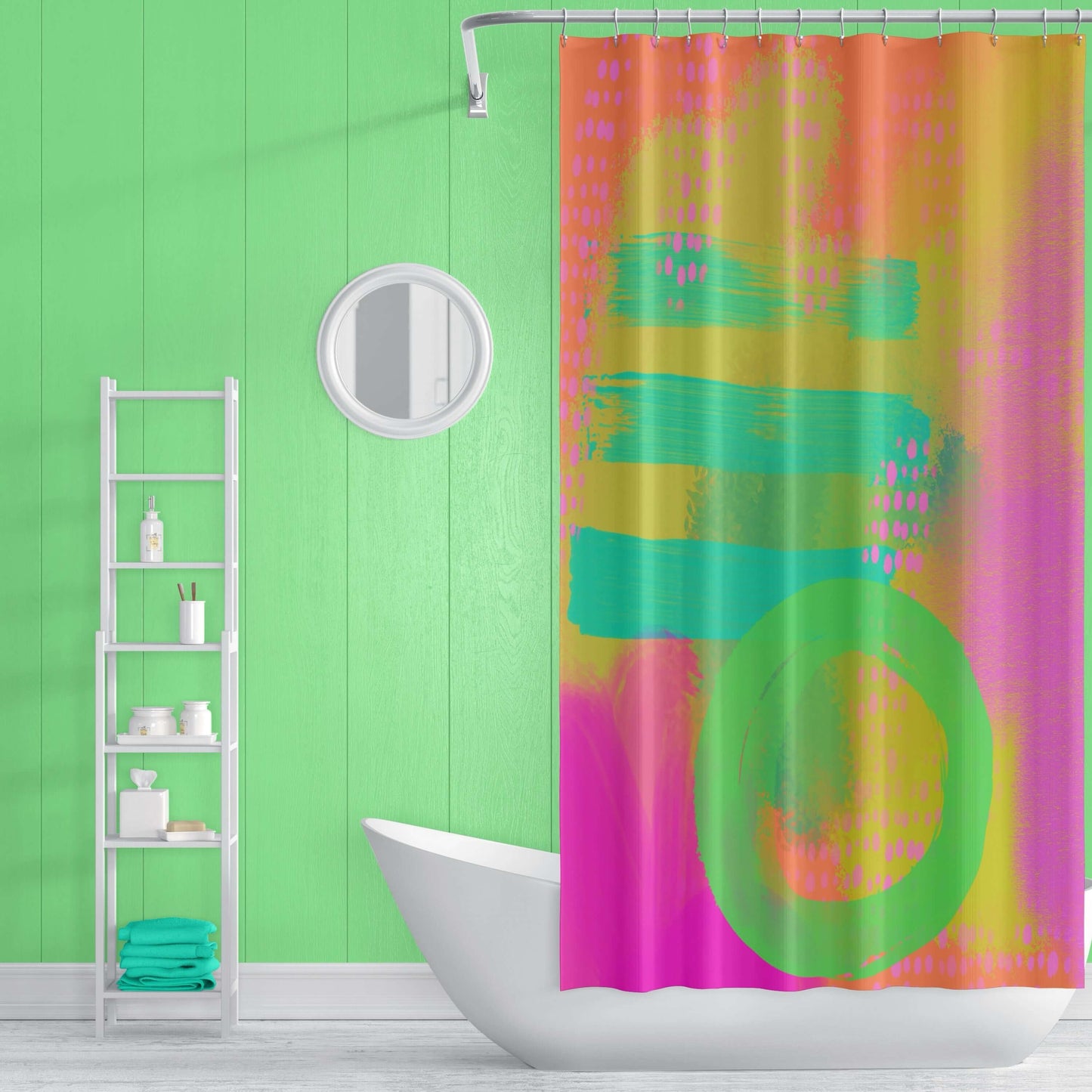 Hopscotch Abstract Art Colorful Shower Curtain