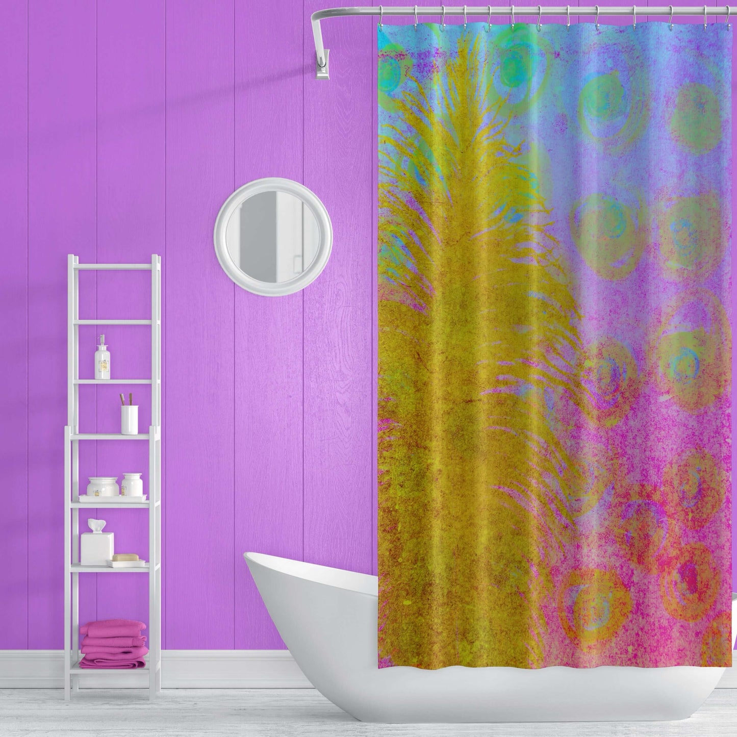 Fantasia Abstract Art Colorful Shower Curtain