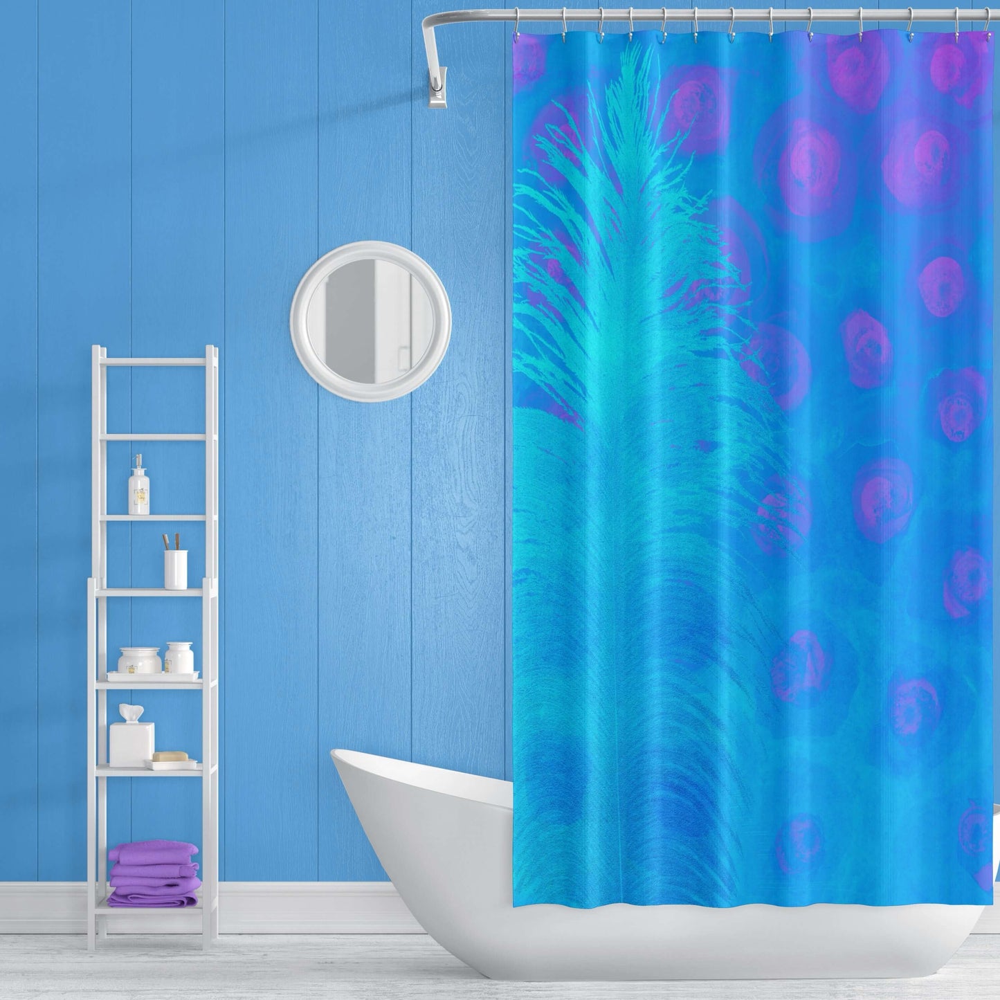 Bluebell Abstract Art Colorful Shower Curtain