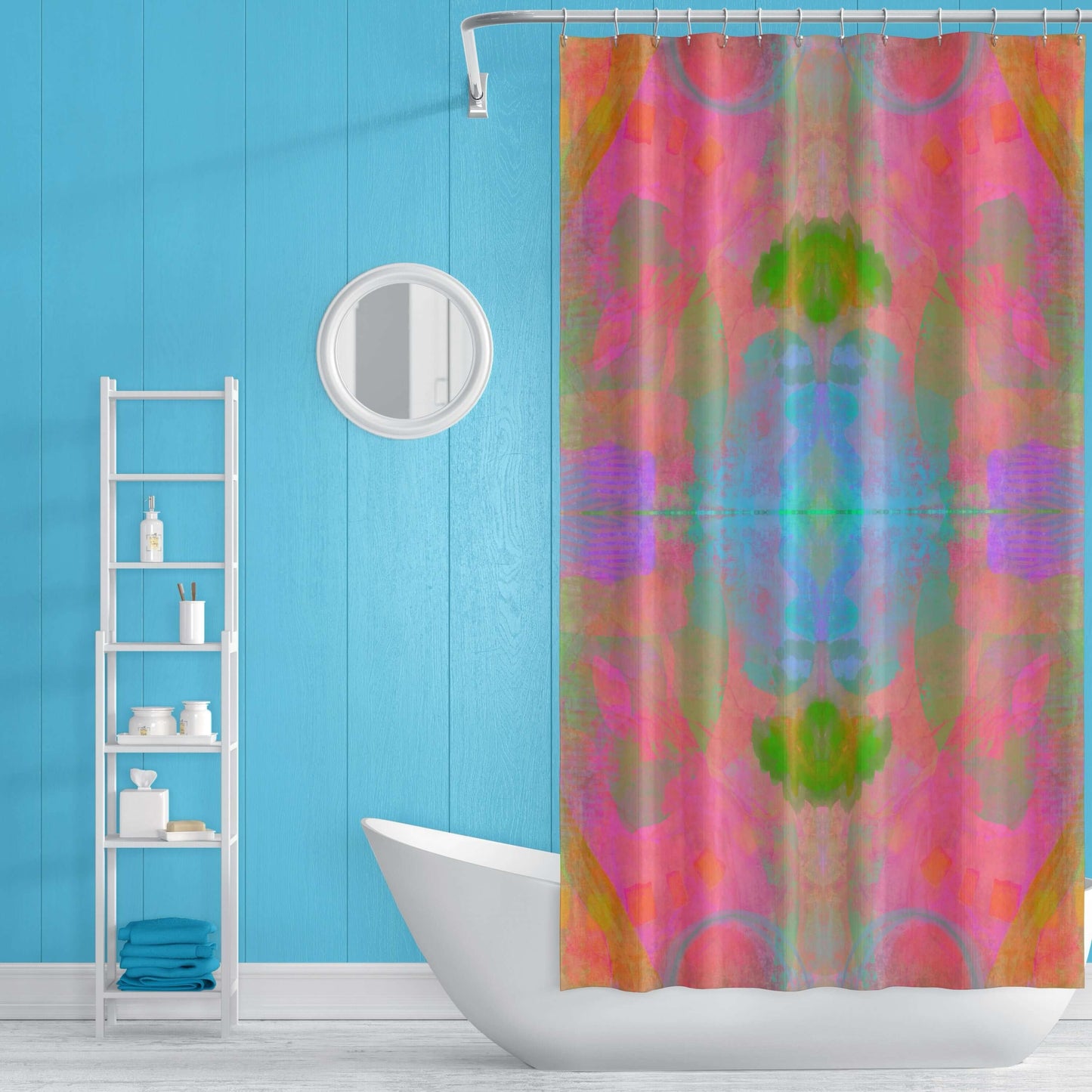 Persimmon Abstract Art Colorful Shower Curtain