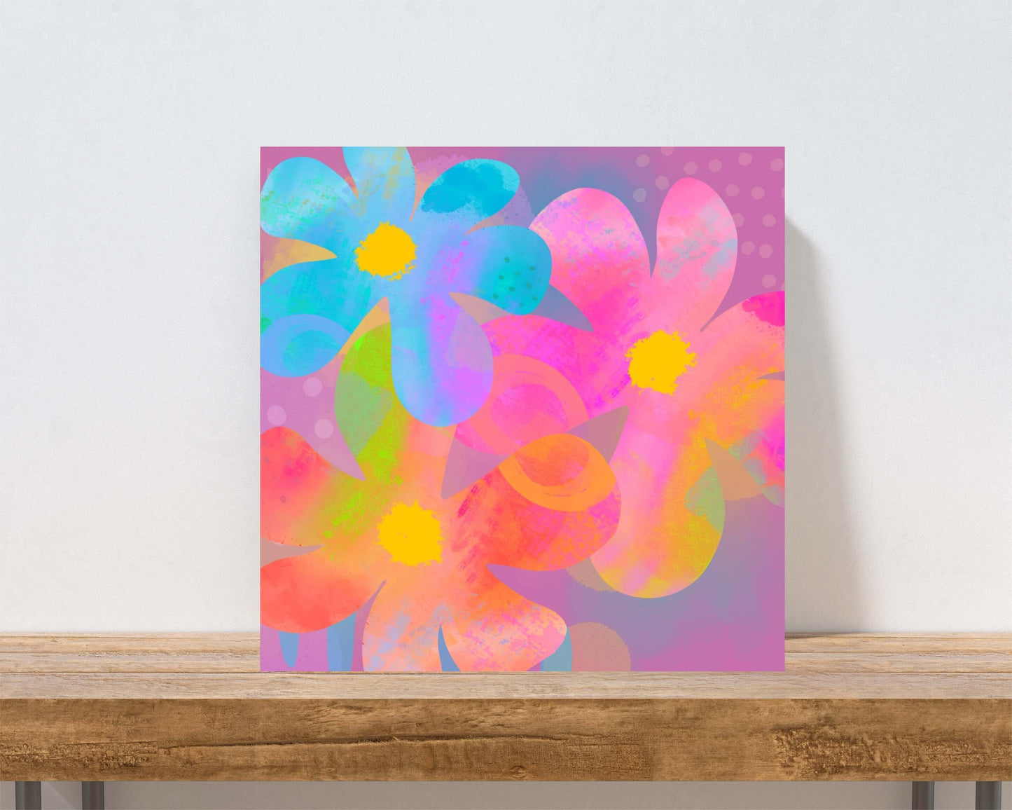 Hippie Flowers Colorful Canvas Wall Art