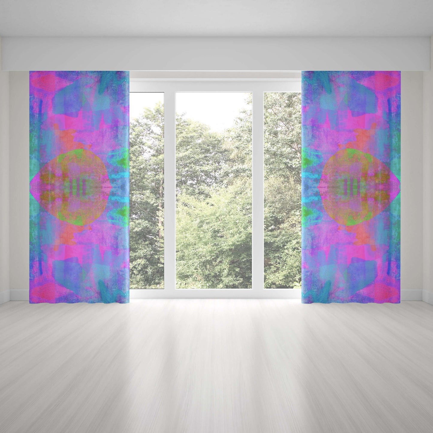 Libra Abstract Art Unlined Colorful Window Curtains