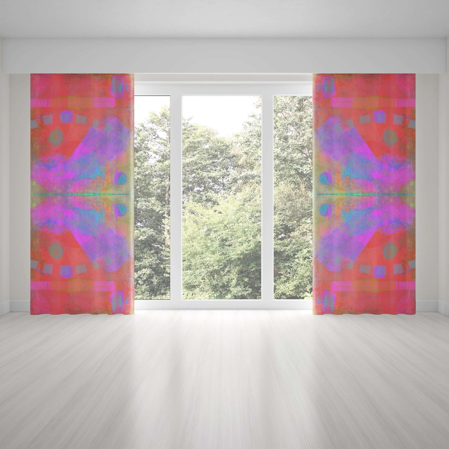 Paprika Abstract Art Unlined Colorful Window Curtains