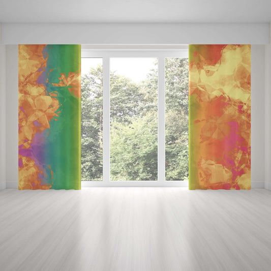 Rainbow Geode Abstract Art Unlined Colorful Window Curtains