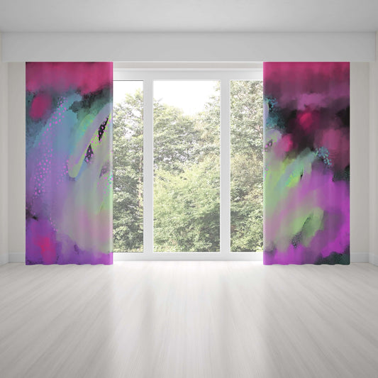 Viva Magenta Abstract Art Unlined Colorful Window Curtains