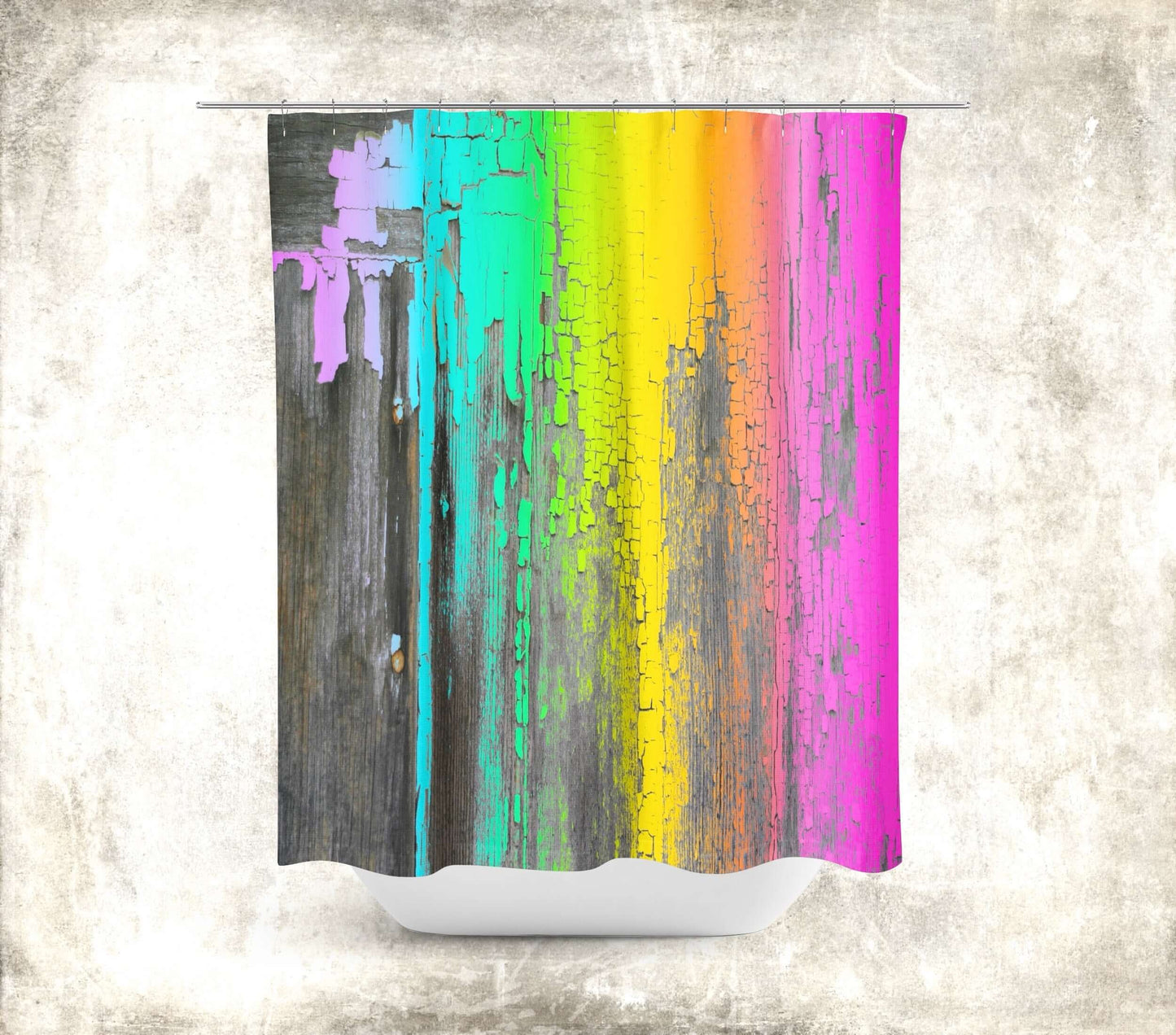 Rainbow Crackle Abstract Art Colorful Shower Curtain