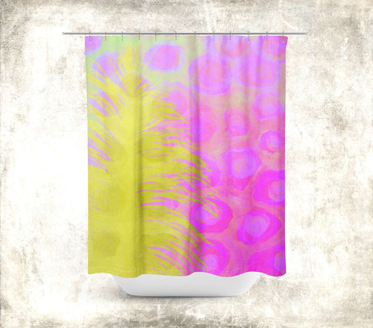 Olivine Abstract Art Colorful Shower Curtain