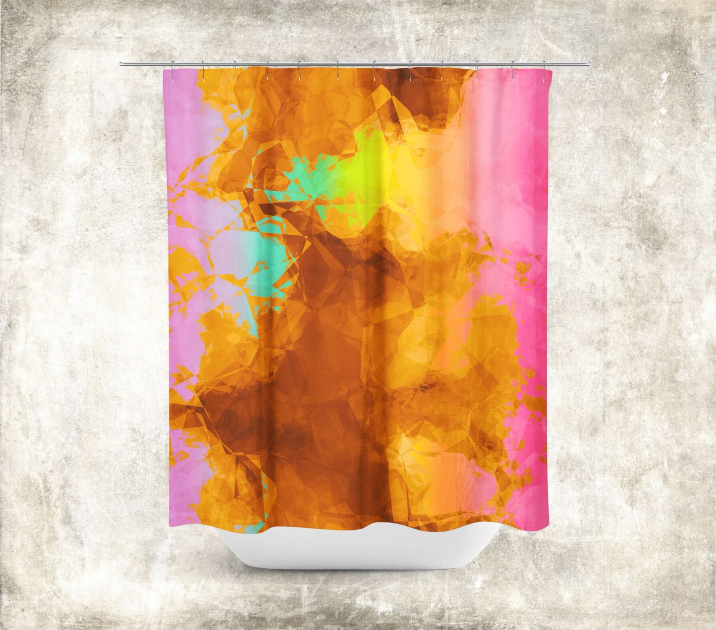 Burnt Rainbow Crumple Abstract Art Colorful Shower Curtain