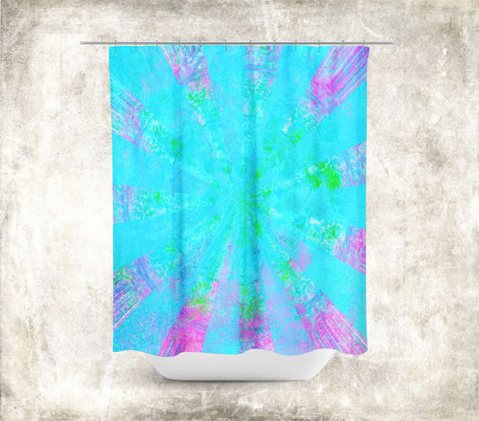 Blue Stingray Abstract Art Colorful Shower Curtain