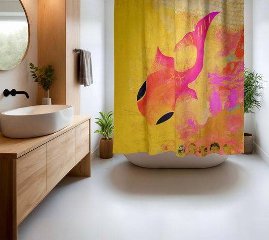 Yellow Koi Abstract Art Colorful Shower Curtain