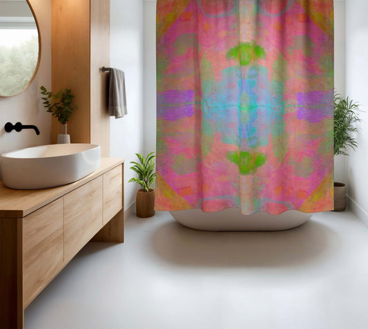 Persimmon Abstract Art Colorful Shower Curtain