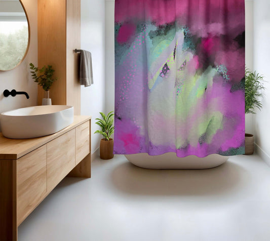 Viva Magenta Abstract Art Colorful Shower Curtain