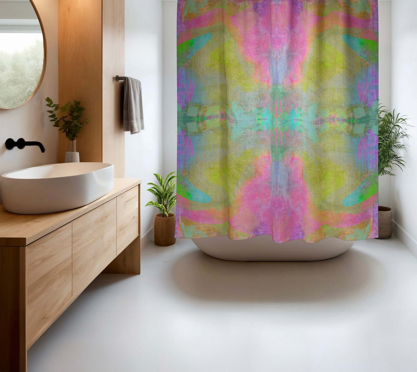 Luna Abstract Art Colorful Shower Curtain