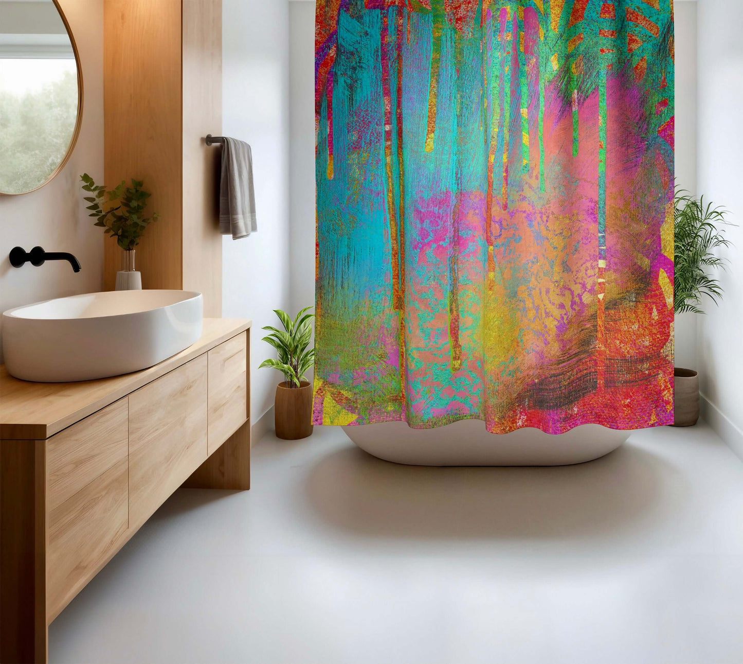 Into the Beyond Abstract Art Colorful Shower Curtain