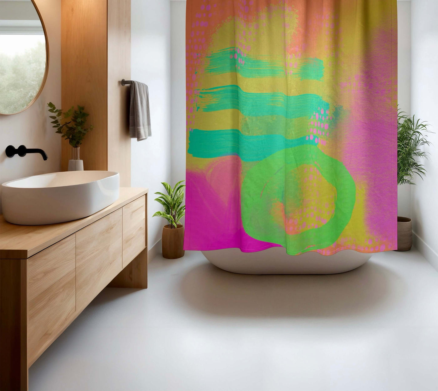 Hopscotch Abstract Art Colorful Shower Curtain