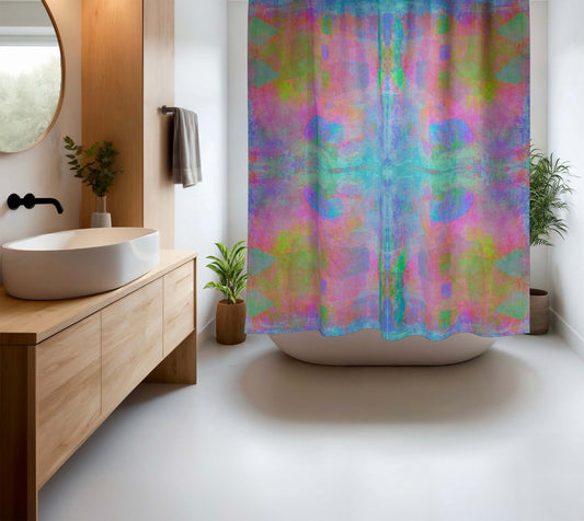 Azure Abstract Art Colorful Shower Curtain