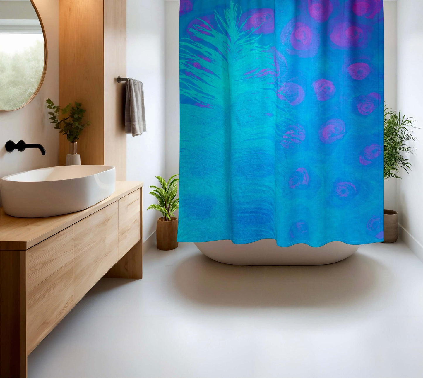 Bluebell Abstract Art Colorful Shower Curtain