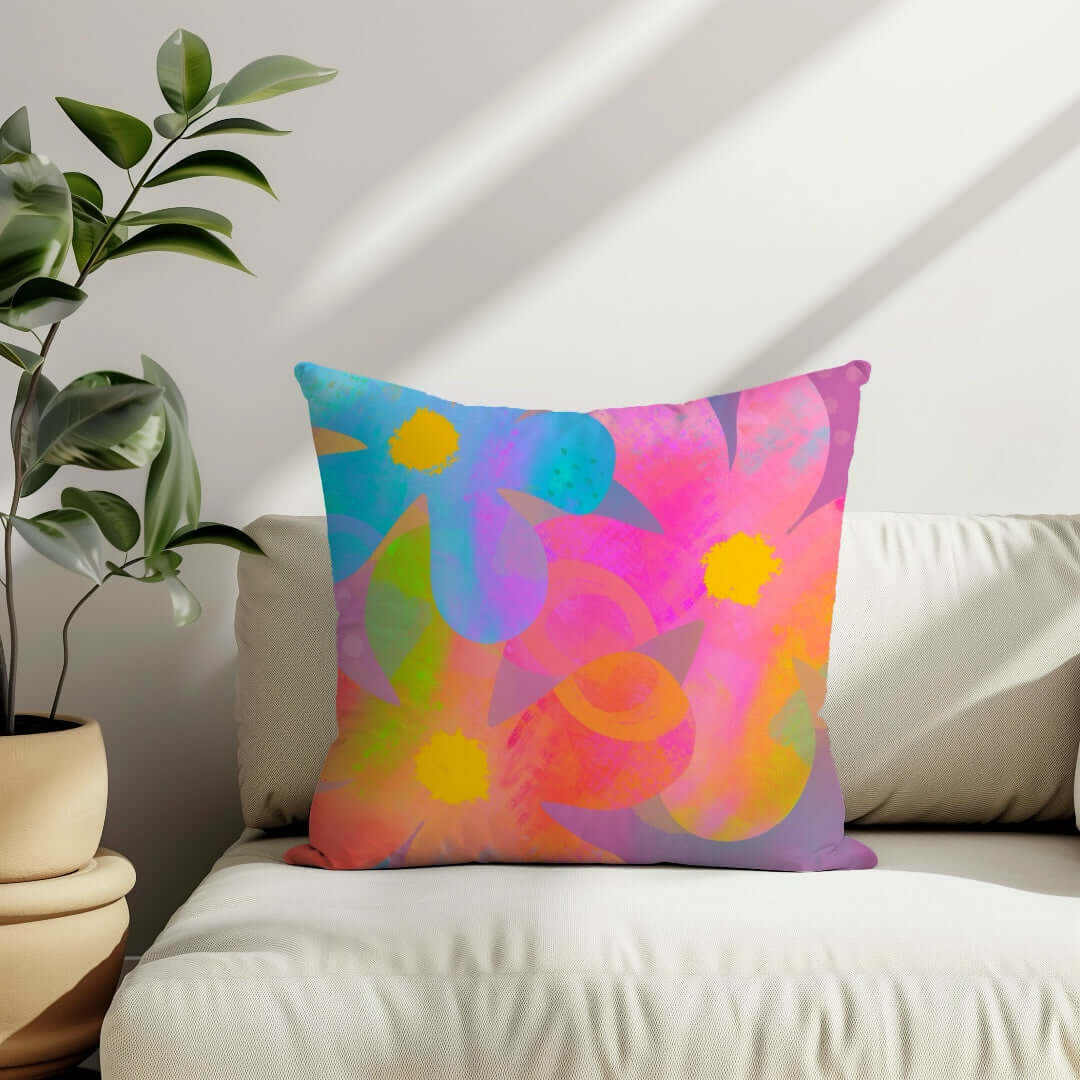 Hippie Flowers Premium Colorful Pillow