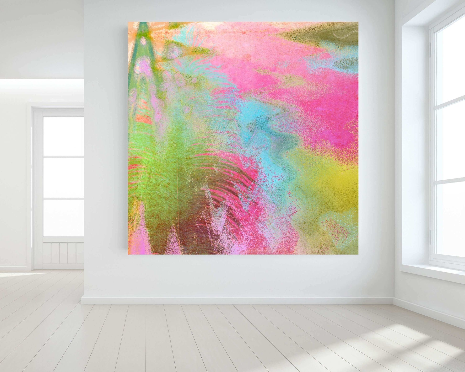 Pastel Tropical Storms “Miami Storms” Abstract Art Canvas Print Wall Art Large Canvas on Wall