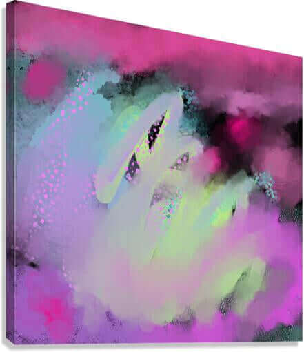 Magenta, Mint Green and Purples “Ode to Viva Magenta” Abstract Art Canvas Print Wall Art Side View