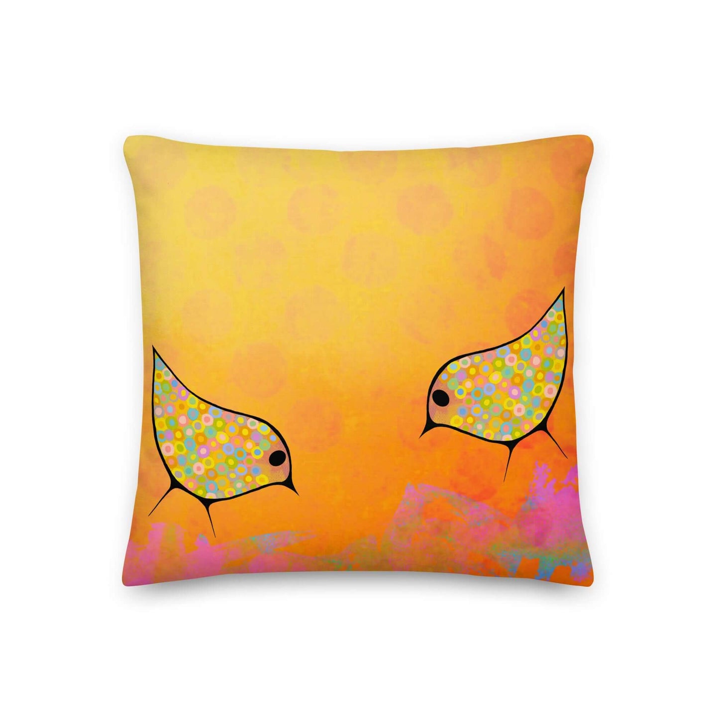 Orange Birds Premium Colorful Pillow