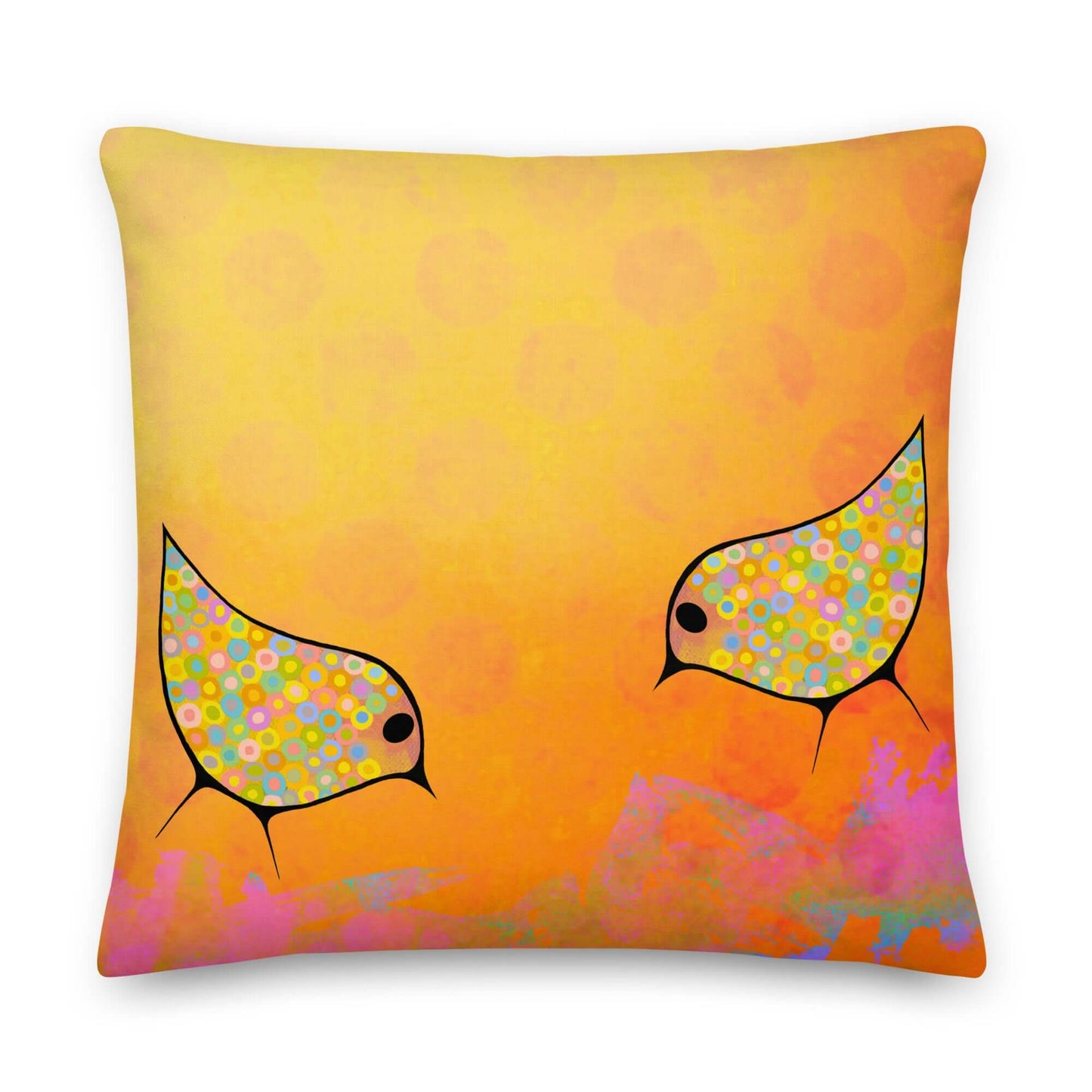 Orange Birds Premium Colorful Pillow